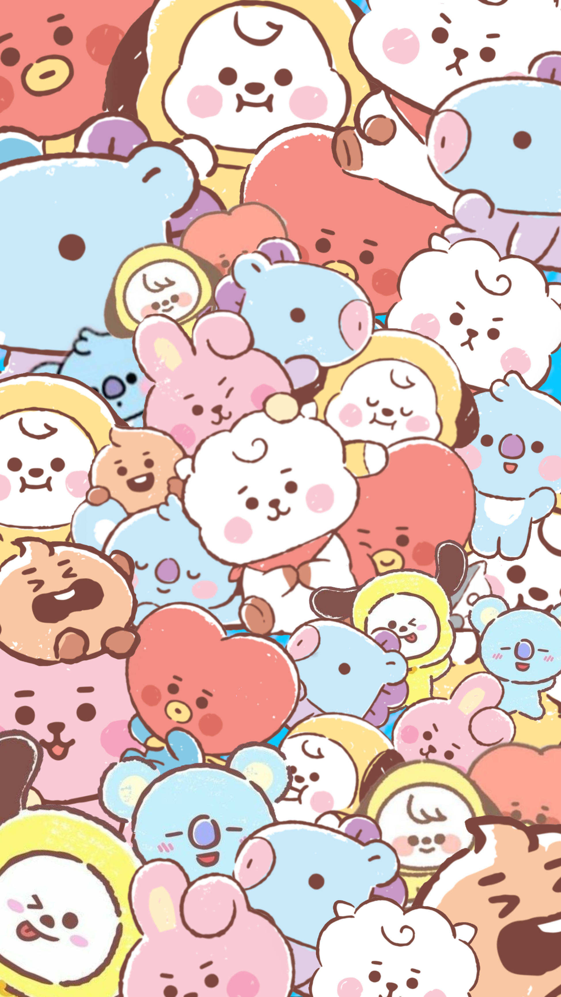Пастельно-фиолетовый Куки и друзья BT21 Обои