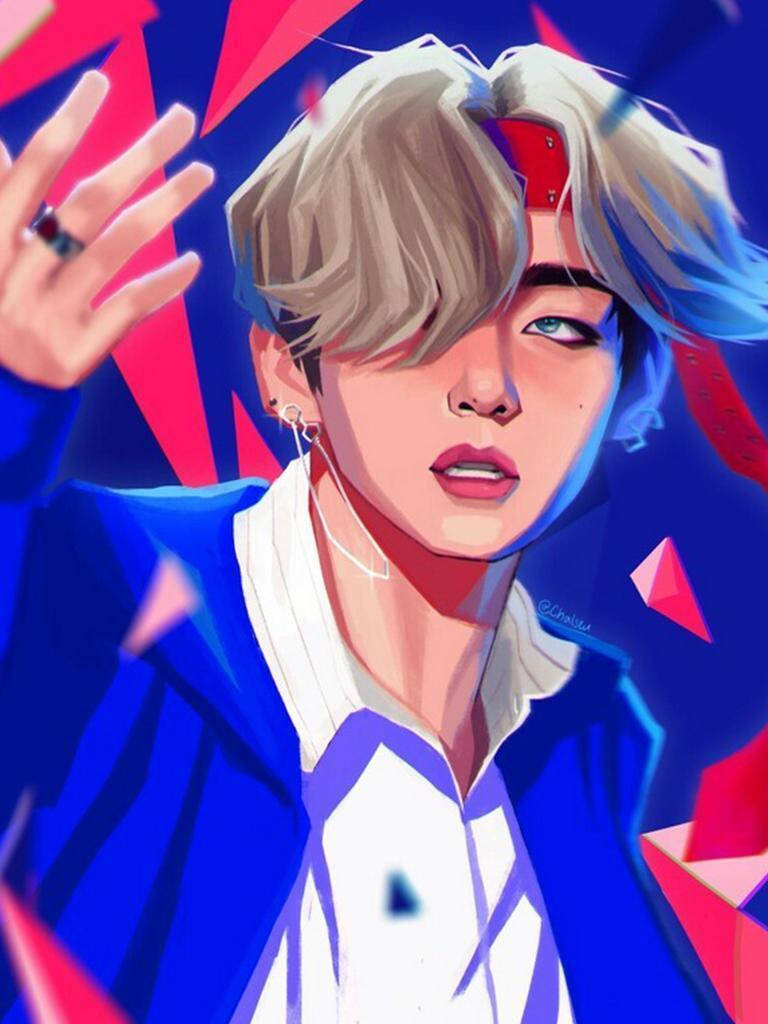 BTS Аниме Тэхён Вектор Арт Обои