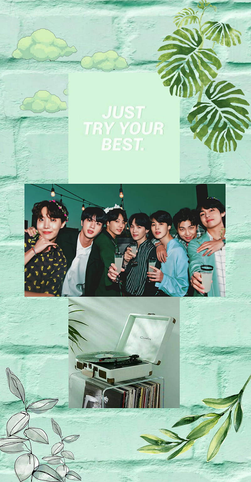 BTS Эстетика Мятно-Зеленый Обои