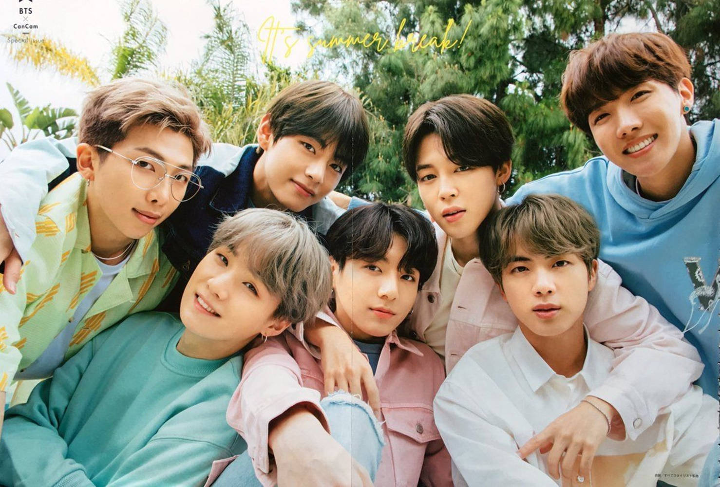 BTS 2021 милое групповое фото для рабочего стола Обои
