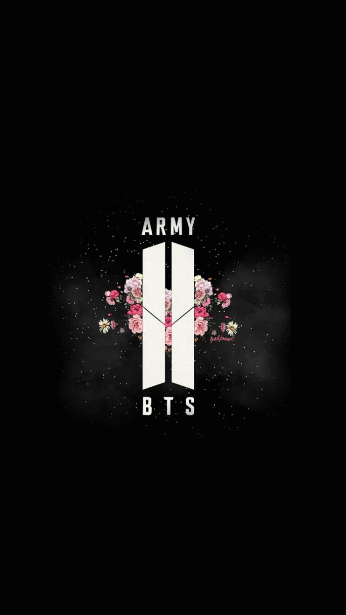 Логотип армии BTS на галактическом фоне со звездами Обои