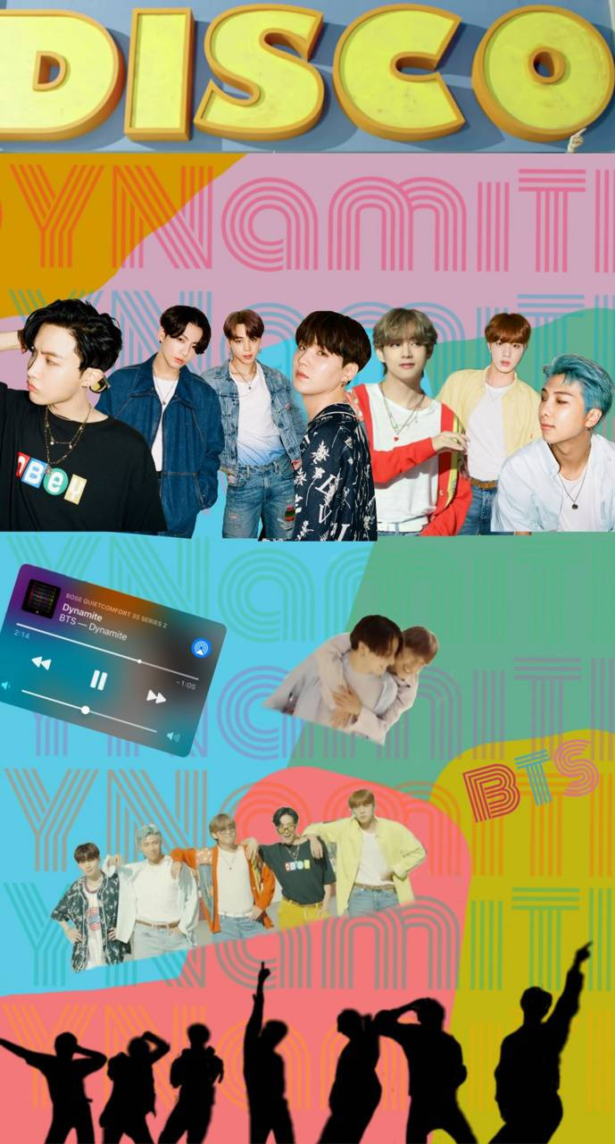 Диско-эстетика коллаж BTS Dynamite Обои