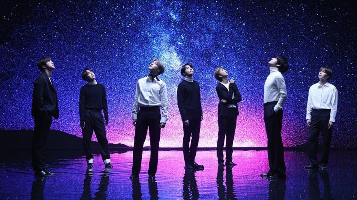 BTS под звездным небом Обои для рабочего стола Обои