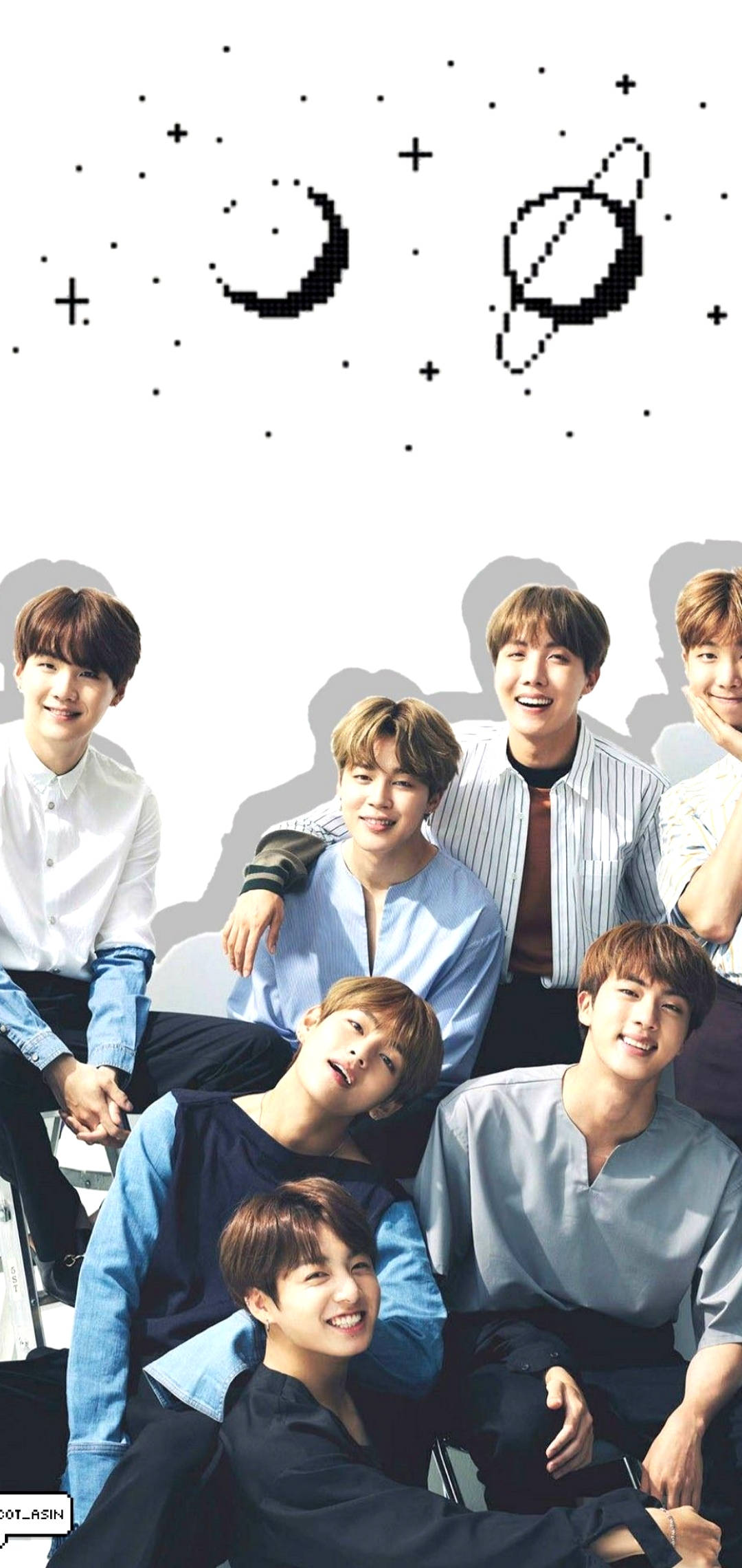 Пиксельный космос BTS экран блокировки Обои