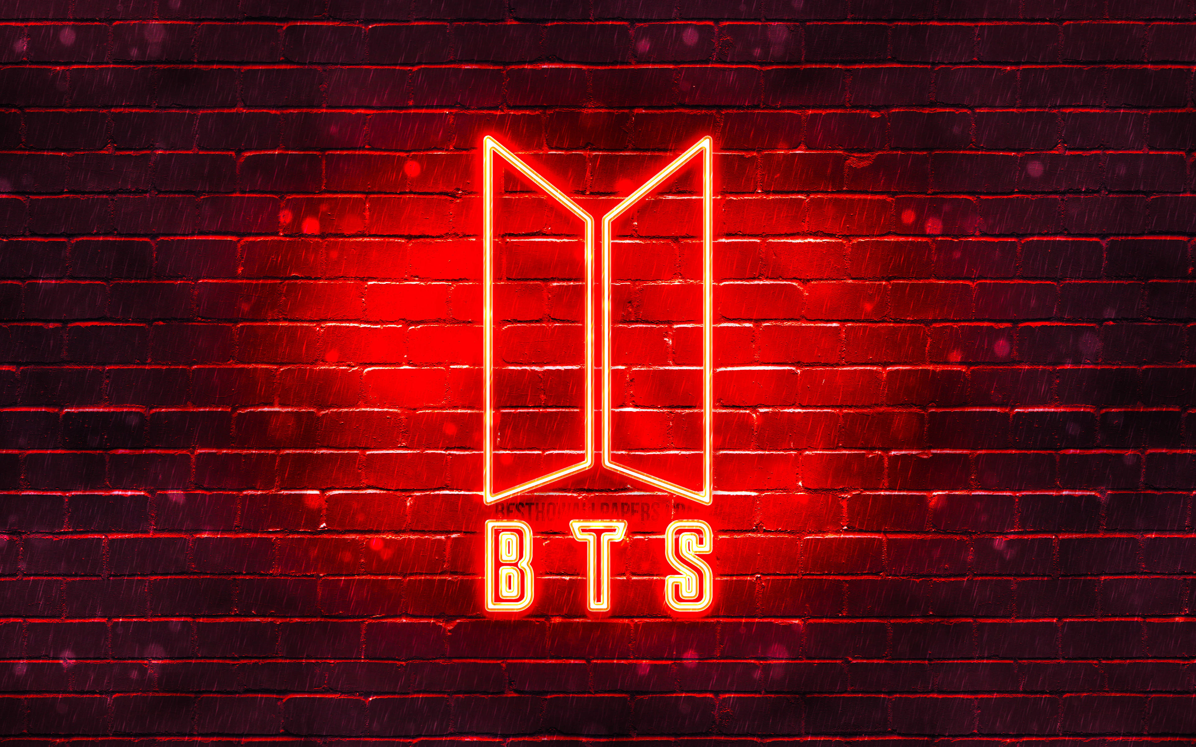Неоновый красный логотип BTS Обои
