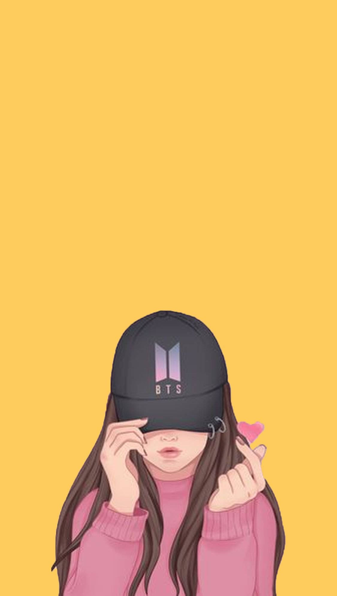 Милый образ с кепкой BTS Обои