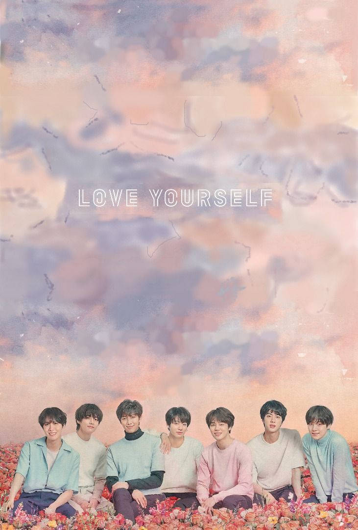 Эстетичный BTS на ложе из роз Обои