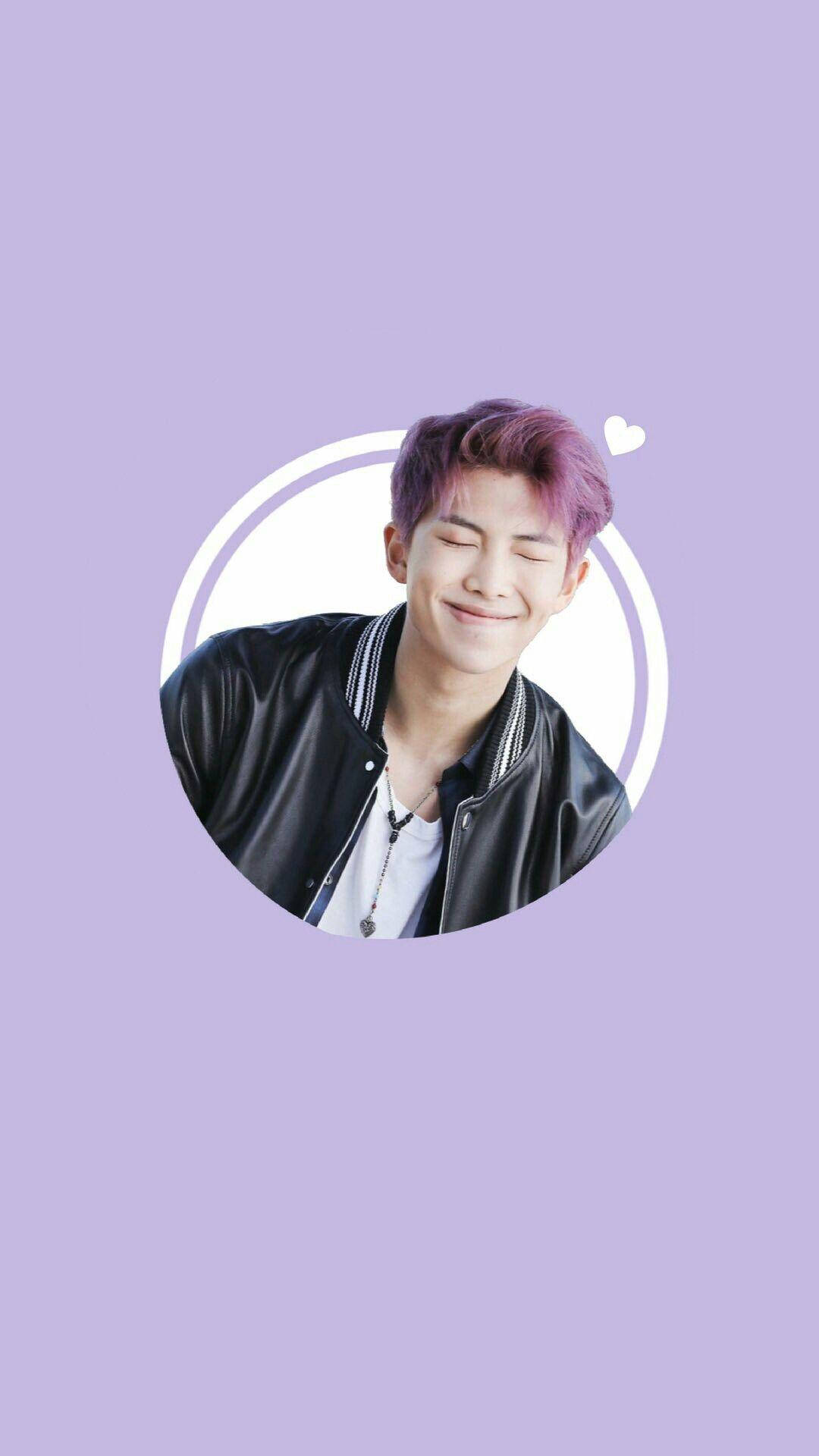 Милый BTS RM в круге на фиолетовом Обои