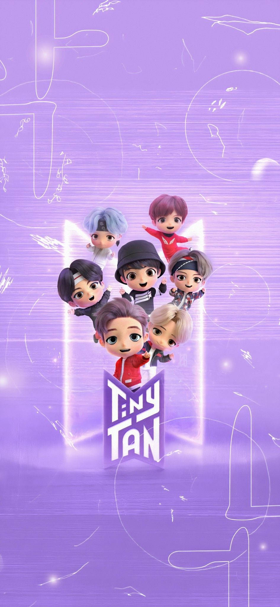 BTS Tinytan пастельно-фиолетовый портрет Обои