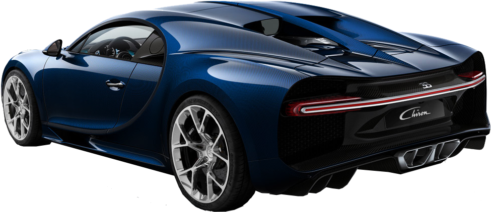Синий Bugatti Chiron вид сзади Обои