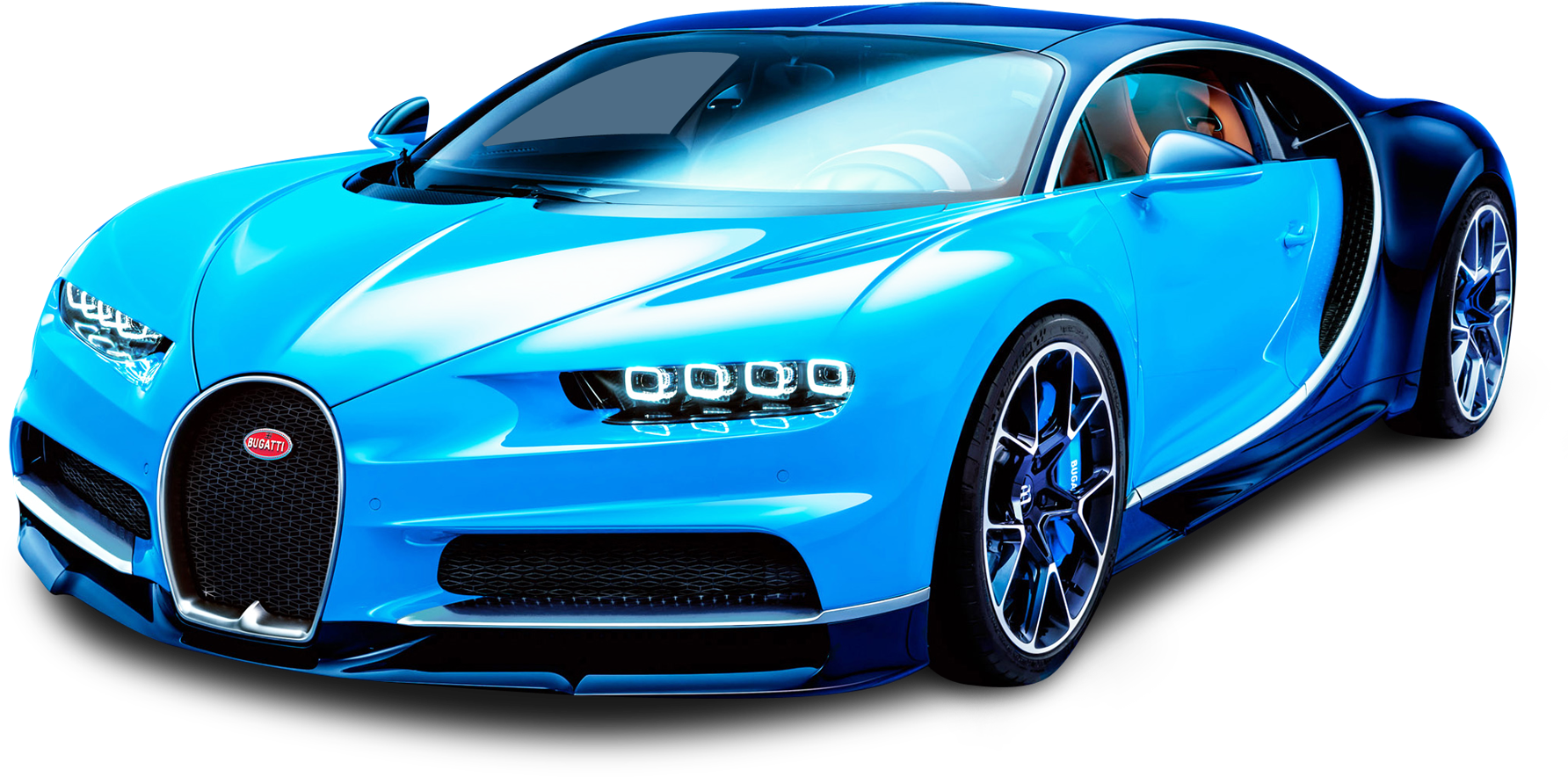 Синий Bugatti Chiron вид сбоку Обои