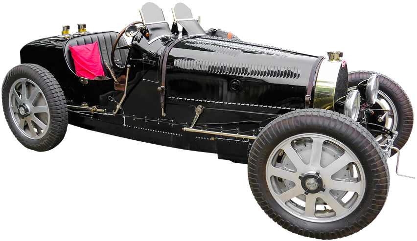 Винтажный черный гоночный автомобиль Bugatti Обои