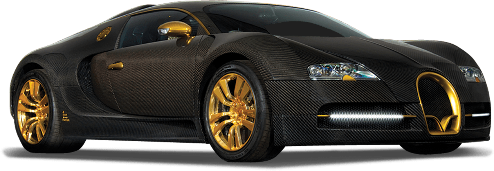 Черно-золотой Bugatti Veyron в профиль Обои
