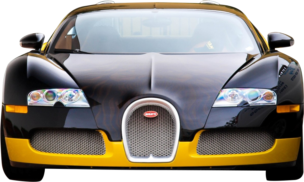 Черно-желтый Bugatti Veyron вид спереди Обои