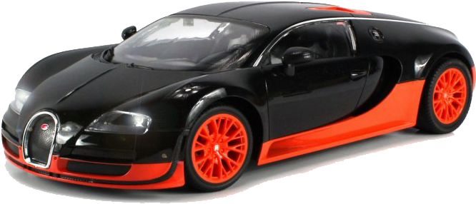 Черно-оранжевый Bugatti Veyron вид сбоку Обои