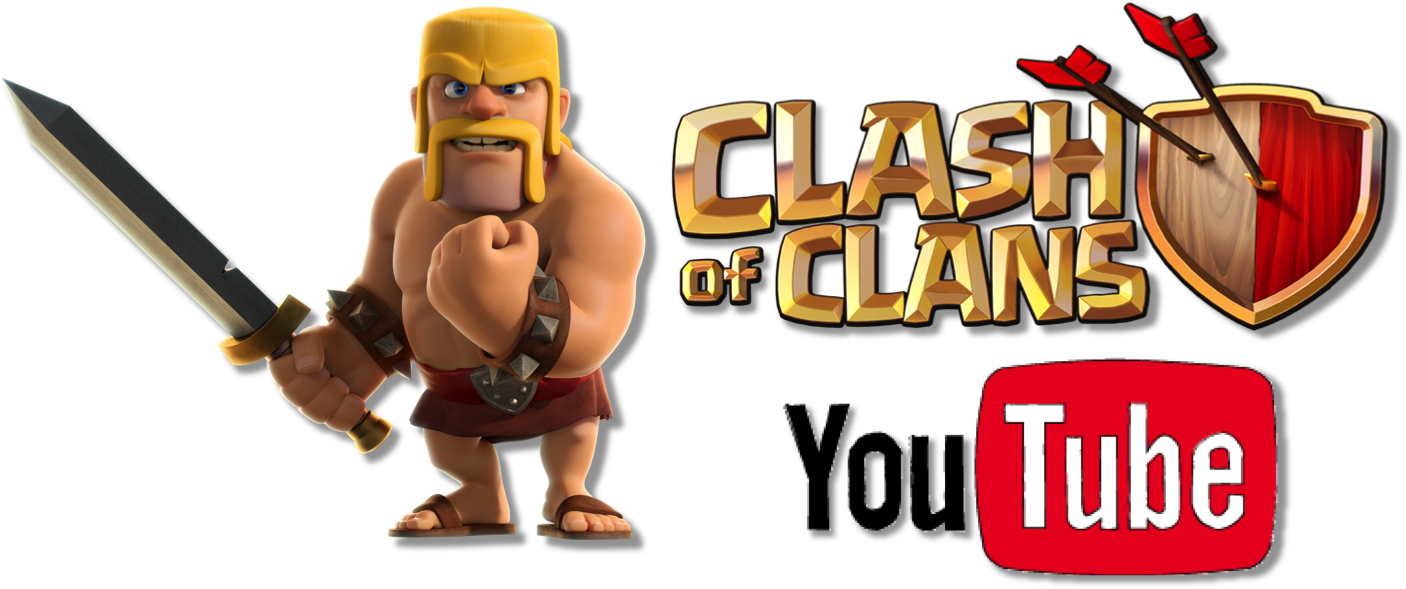 Логотип Clash of Clans с персонажем и иконкой YouTube Обои