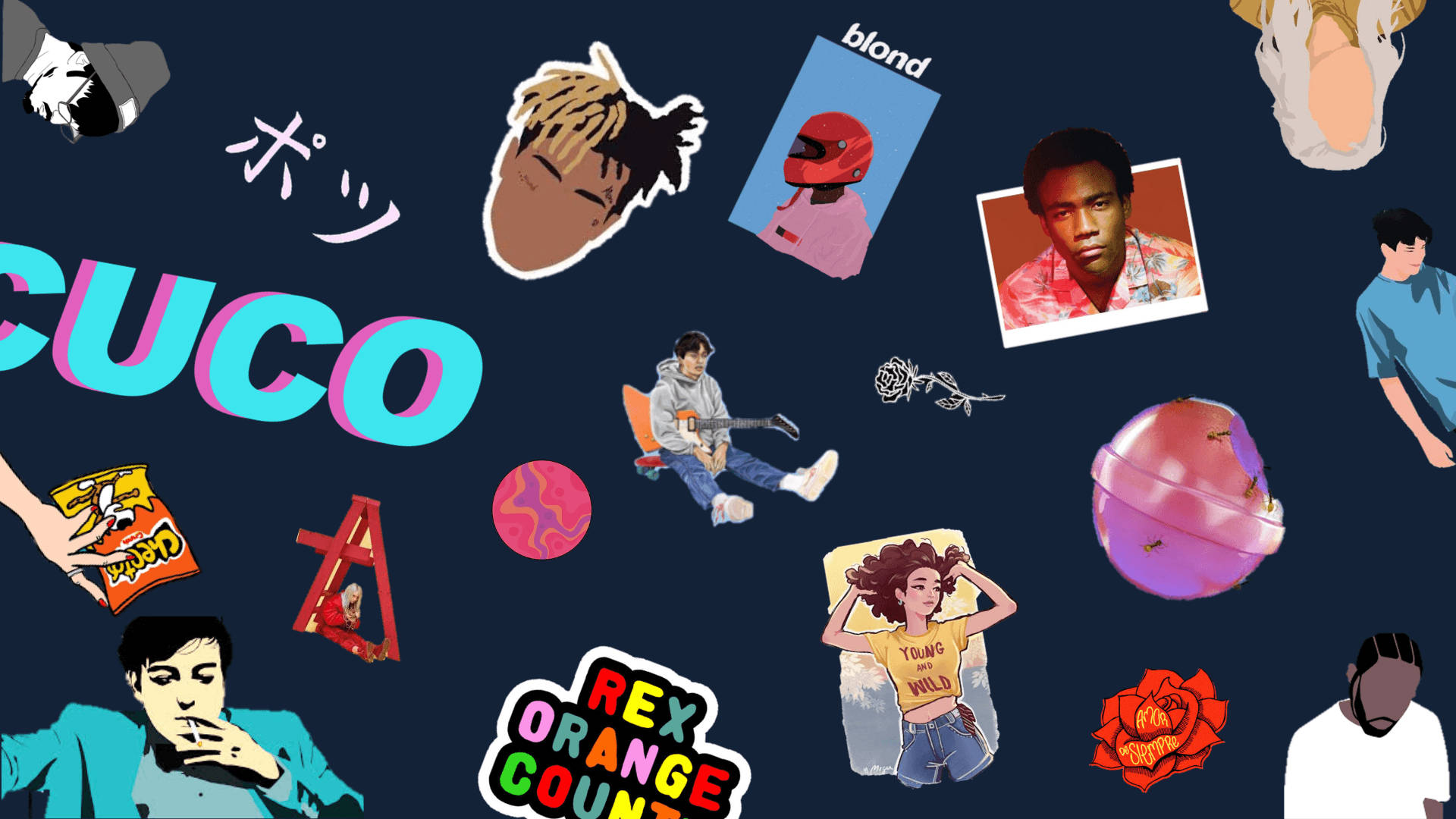 cuco - коллаж из наклеек со словом cuco Обои