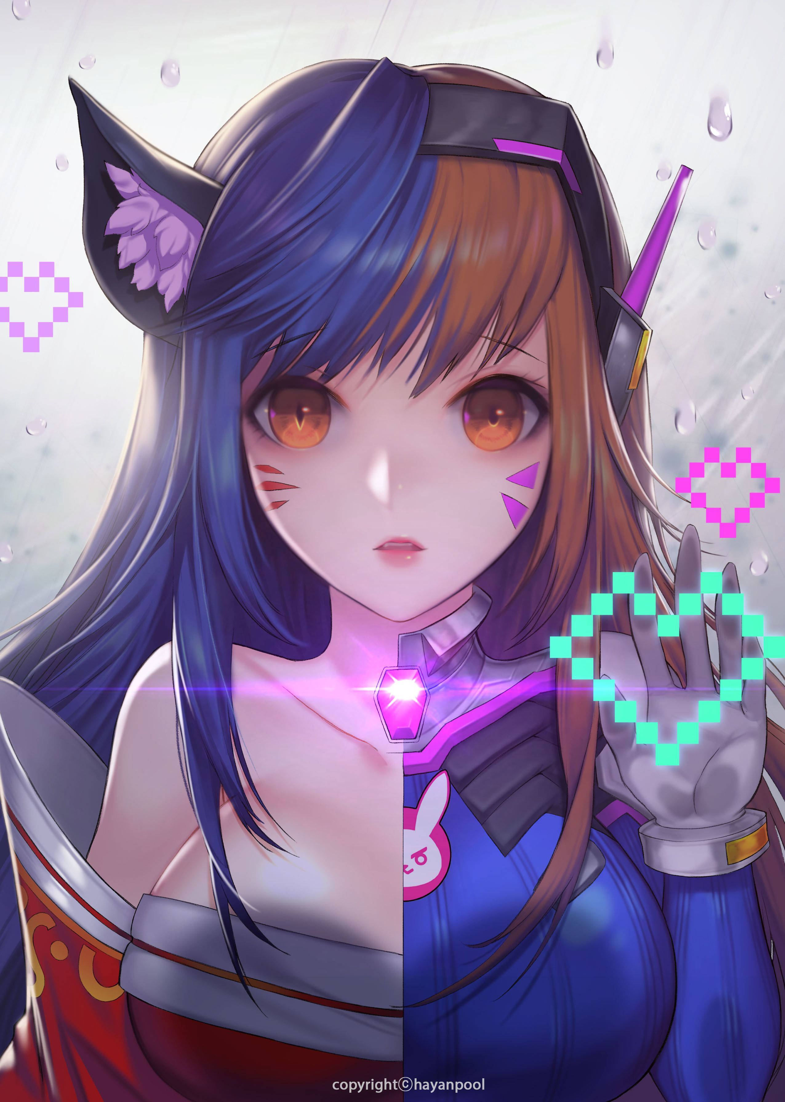 «Сердце из пикселей с D.Va» Обои