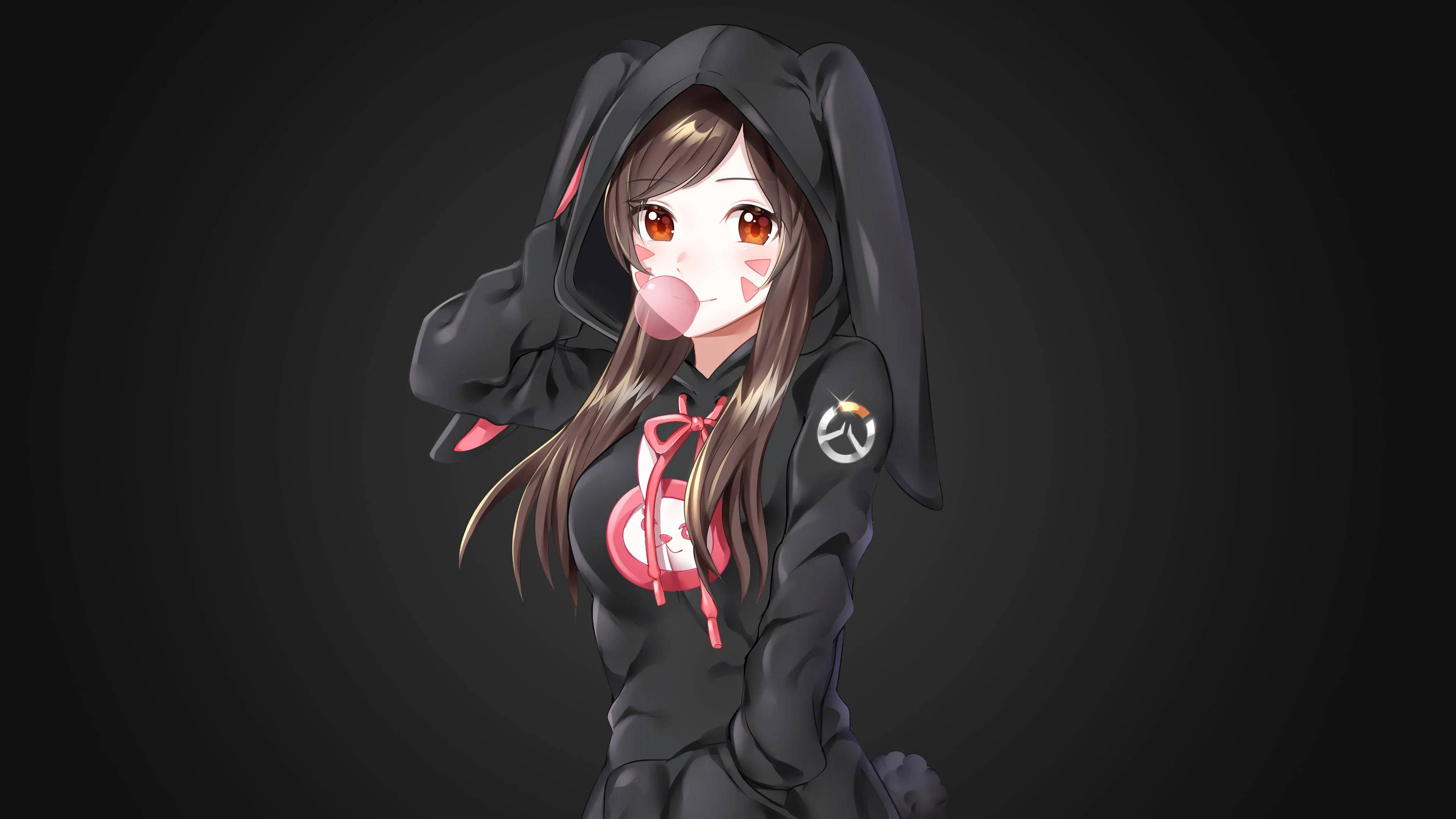 Аниме девушка в худи D.Va Обои