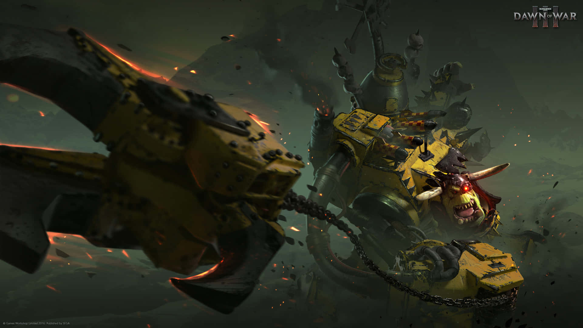 Орк-варлорд Горгуц из Dawn of War III на заднем фоне Обои