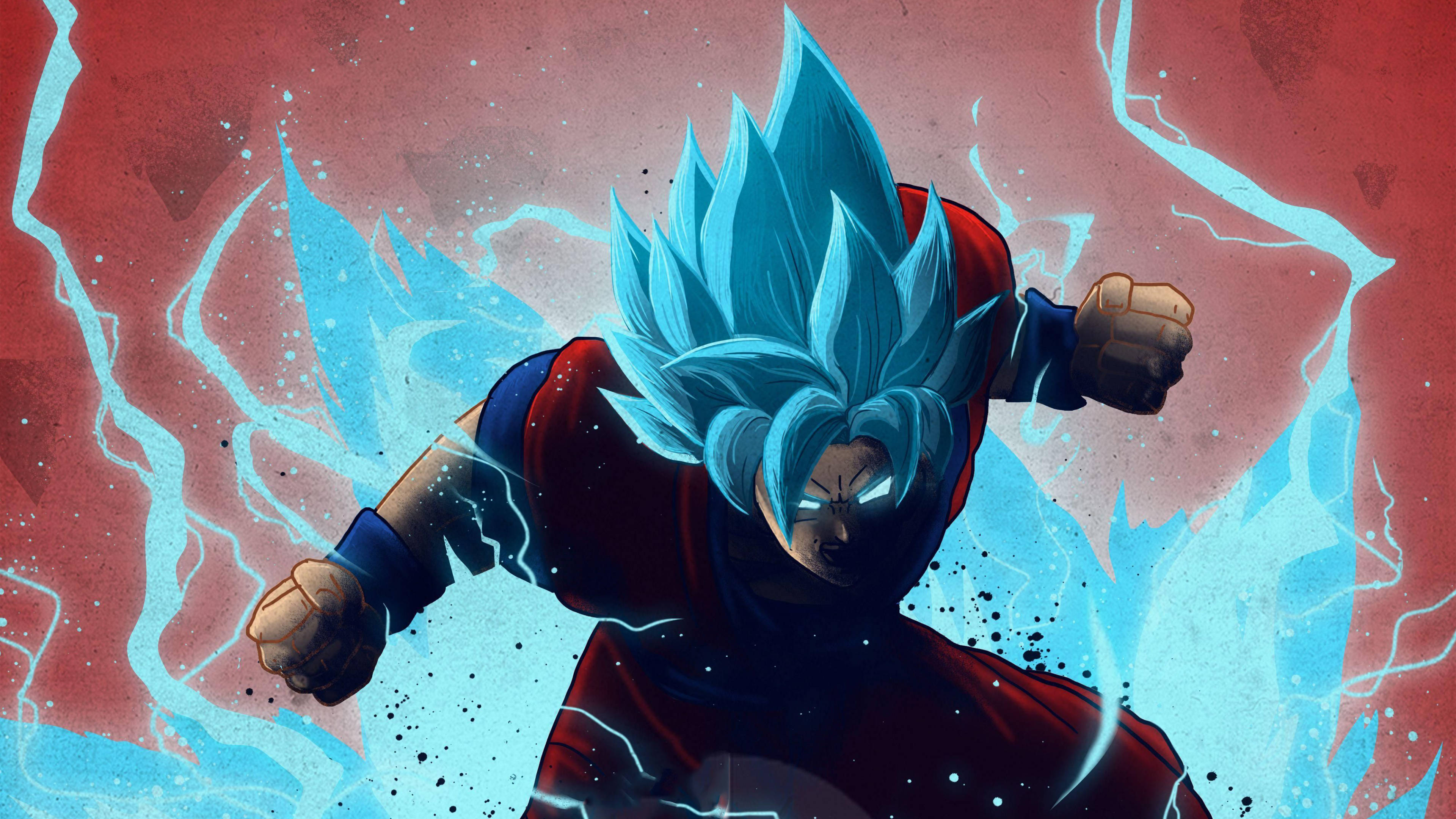 Гоку Супер Сайян Синий DBZ 4K Обои