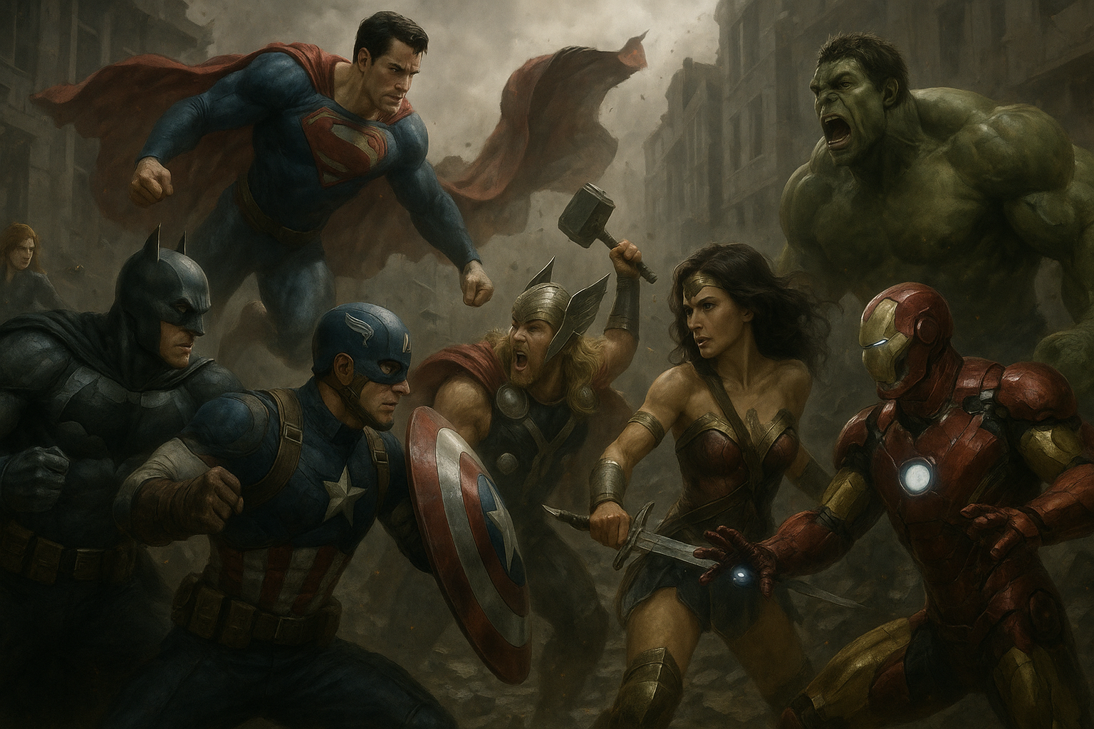 DC ПРОТИВ MARVEL РЕАЛИСТИЧНО Обои