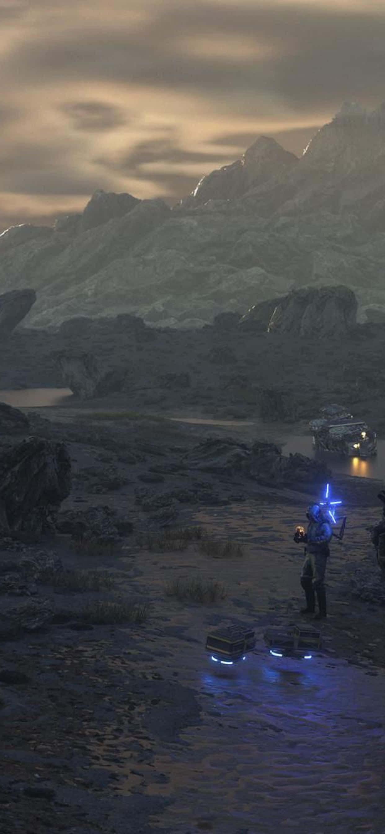 Знаменитая сцена из высоко оцененной видеоигры: Death Stranding для iPhone XS Max. Обои