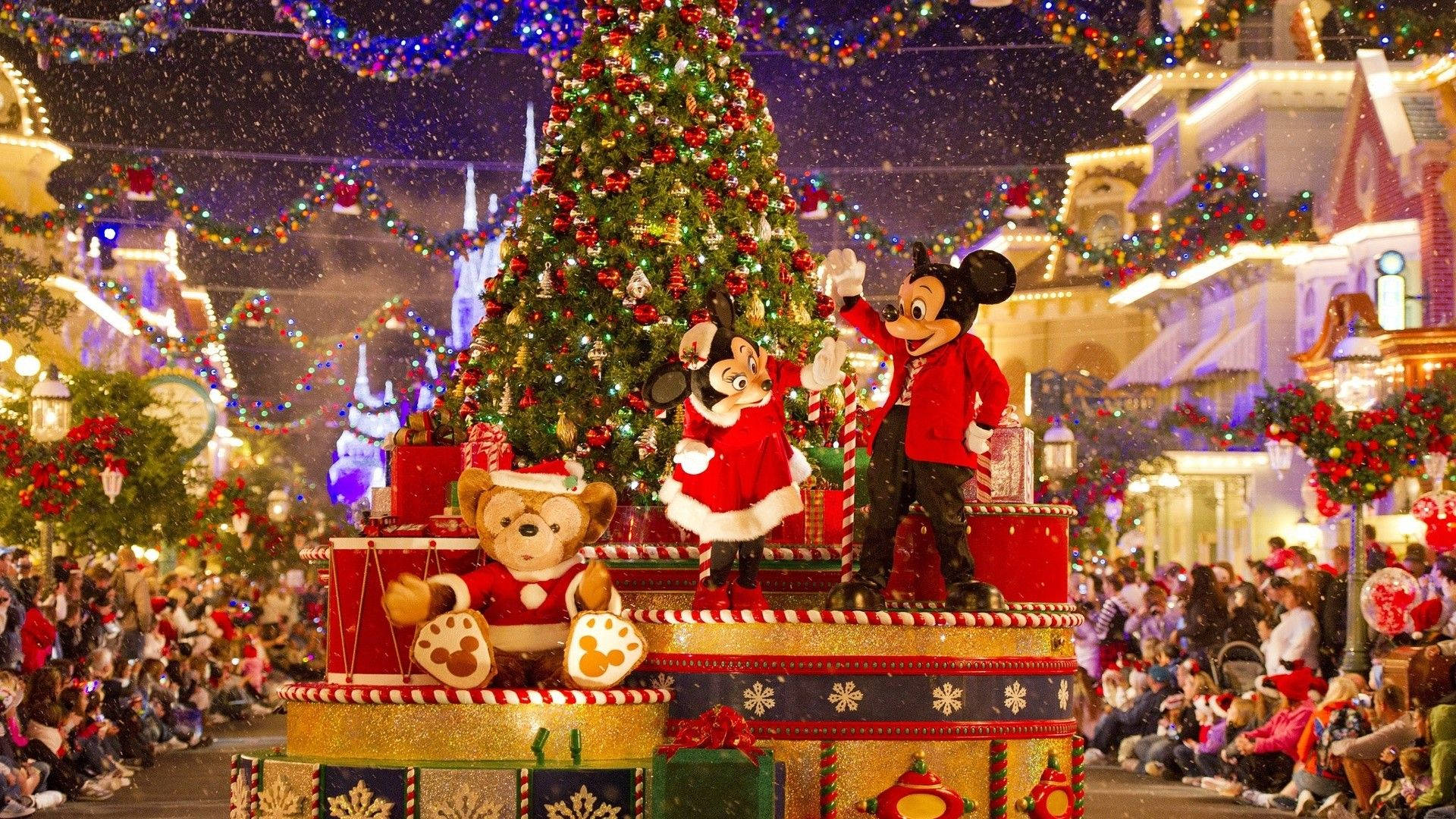 Disney 1920x1080 HD Рождественское выступление Микки и Минни Маус Обои
