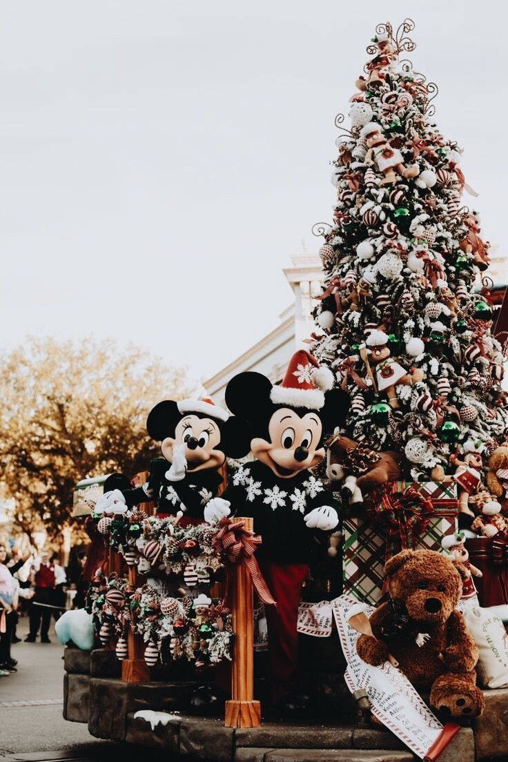 Disney Christmas iPhone Винтажные Микки и Минни Маус Обои