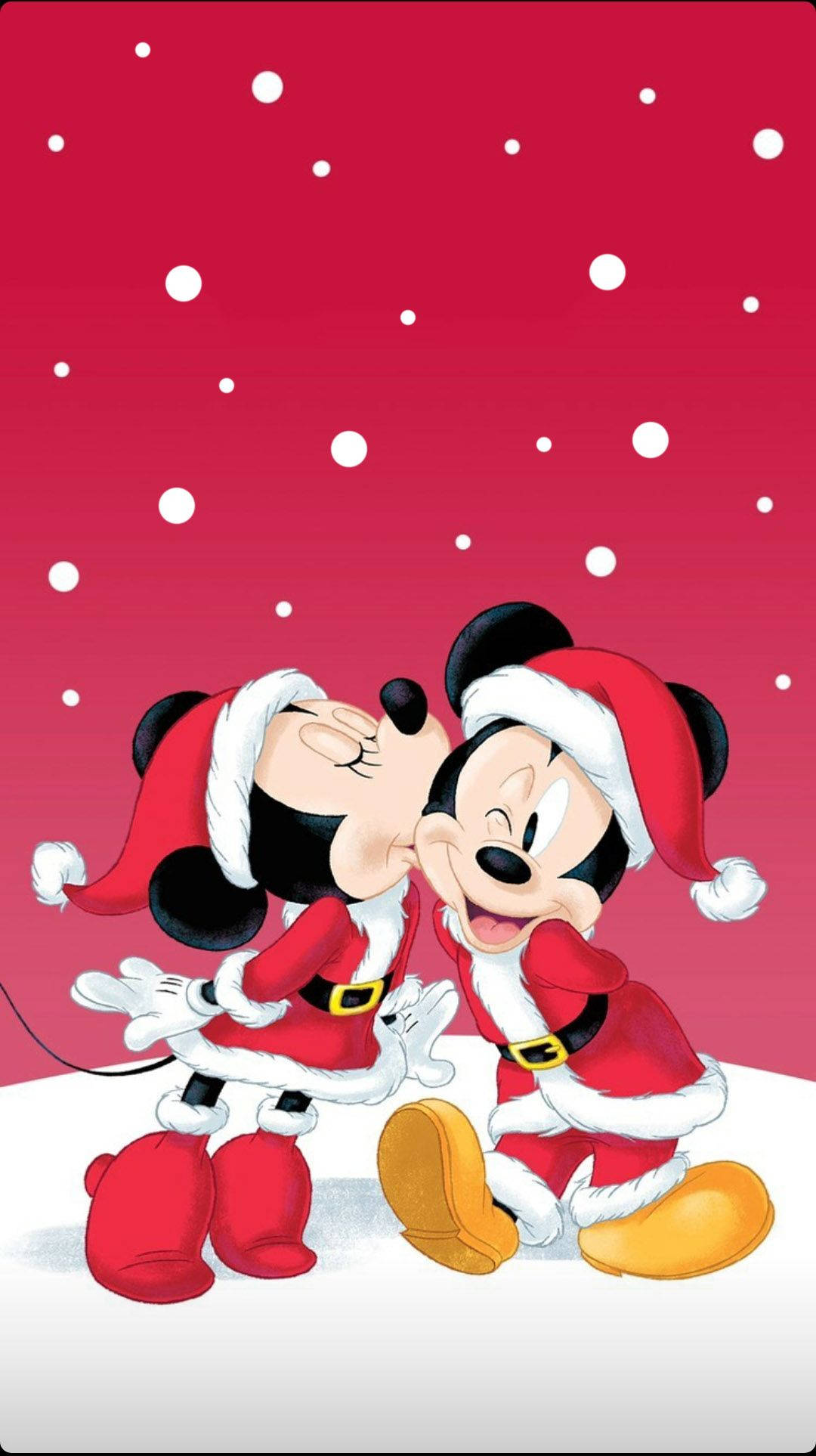 Disney Christmas iPhone Микки целует Минни Обои