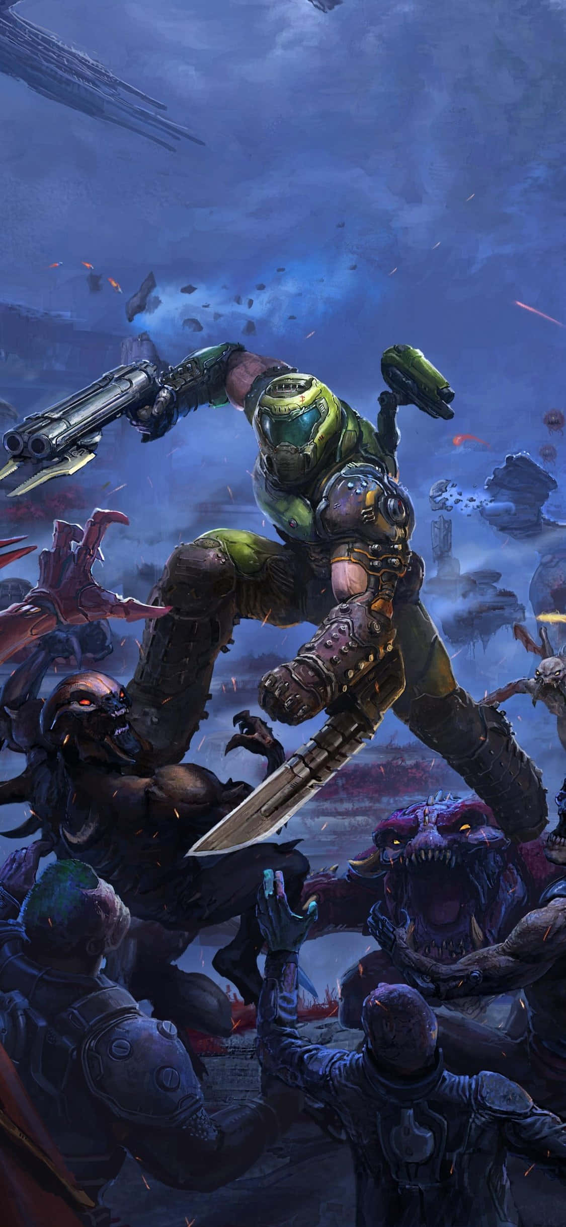 Наслаждайтесь захватывающим действием Doom Eternal на вашем iPhone Обои