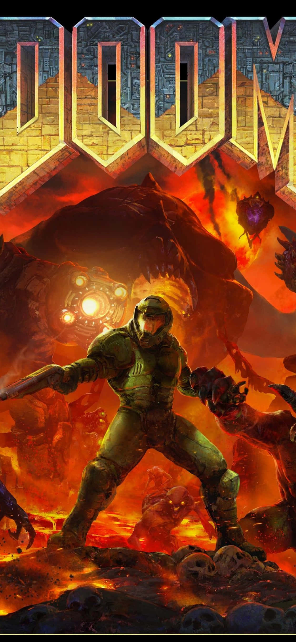 Doom Логотип Сверху iPhone Xs Обои