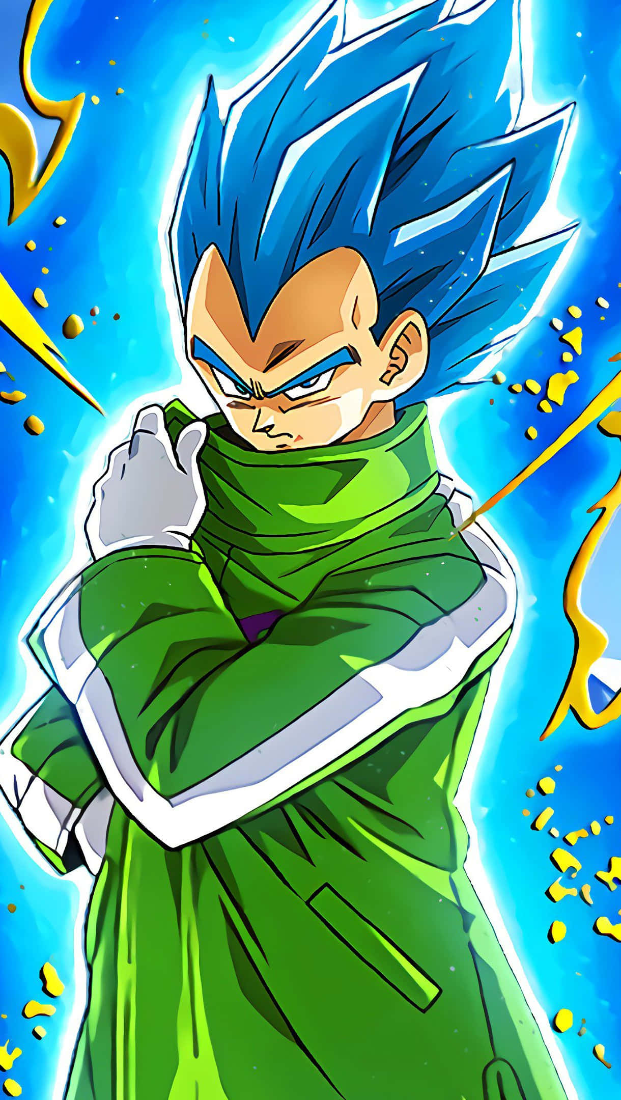Синий аниме-фон с Вегетой из Dragon Ball Обои
