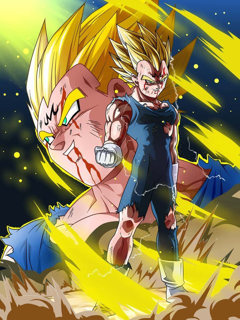 Цифровой арт Маджин Вегета с улыбкой из Dragon Ball Обои