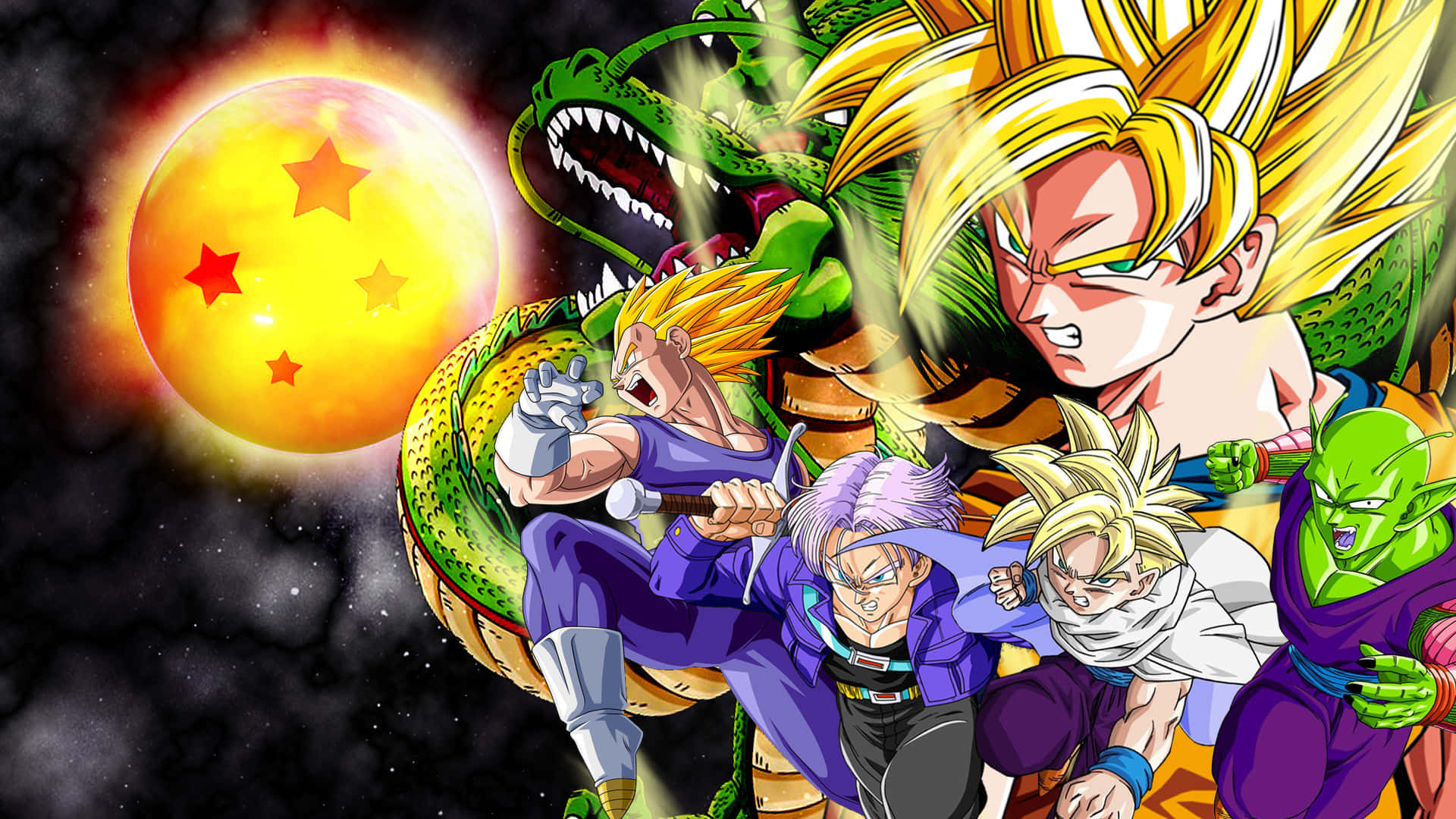 Интенсивная боевая поза Гоку из Dragon Ball Z Обои
