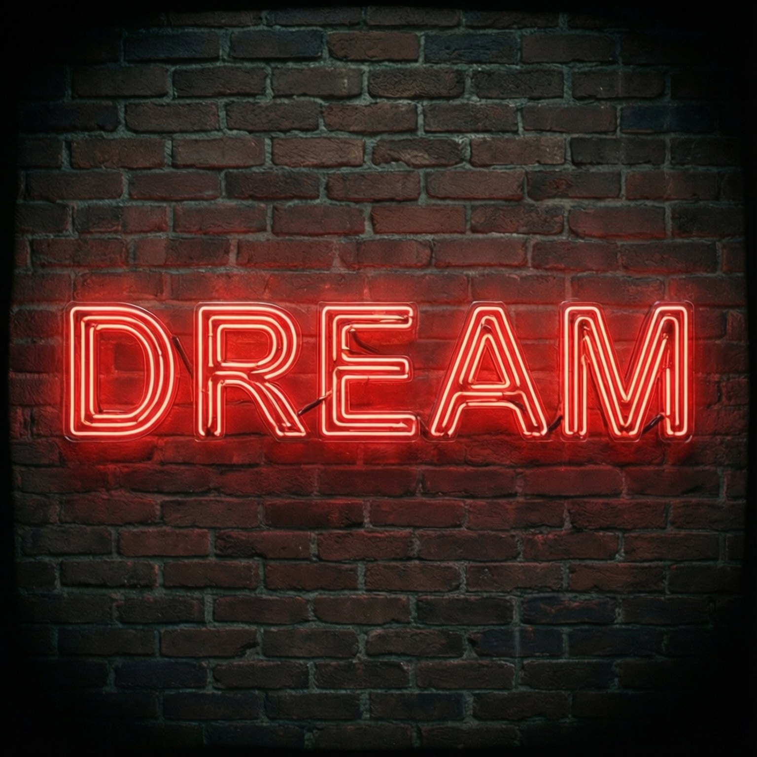 Неоновая красная вывеска 'DREAM' Обои