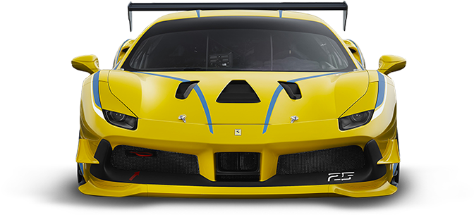 Желтый гоночный Ferrari спереди Обои