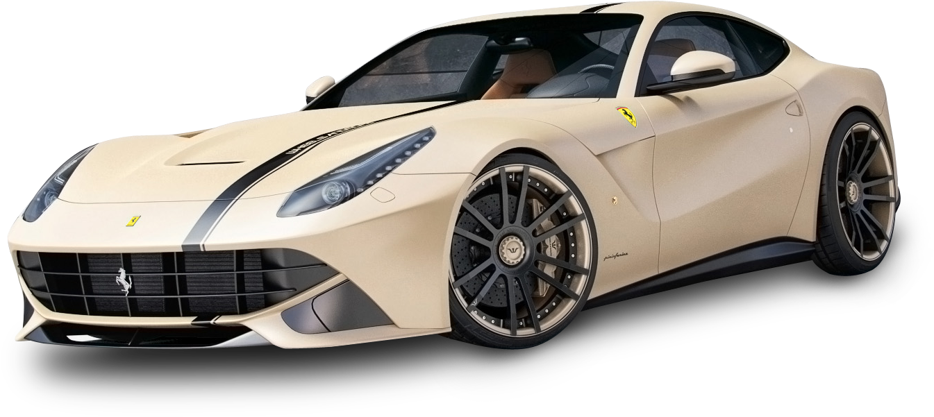Бежевый Ferrari суперкар в профиль Обои