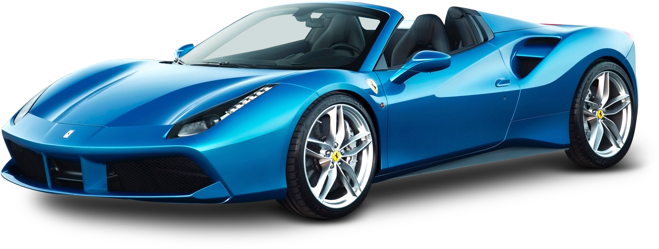Синий спортивный автомобиль Ferrari в профиль Обои