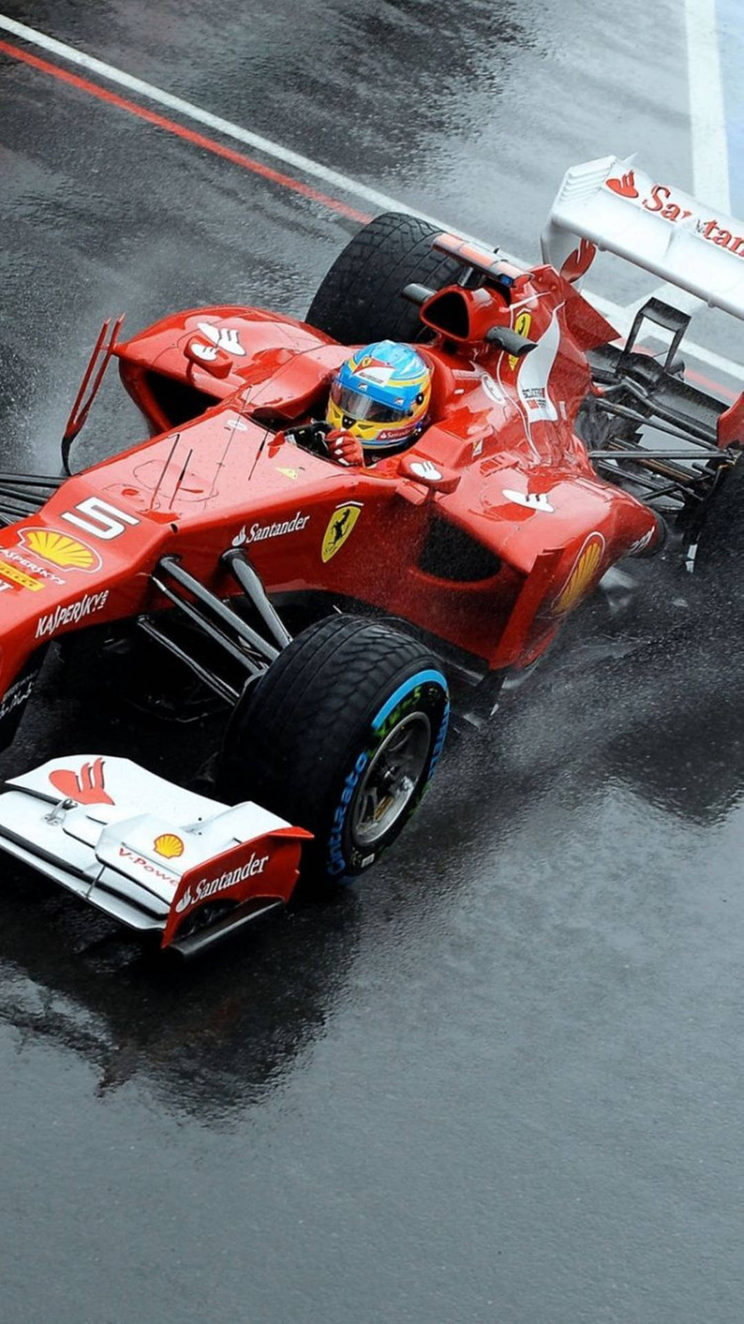 Фернандо Алонсо на красном телефоне Ferrari Обои
