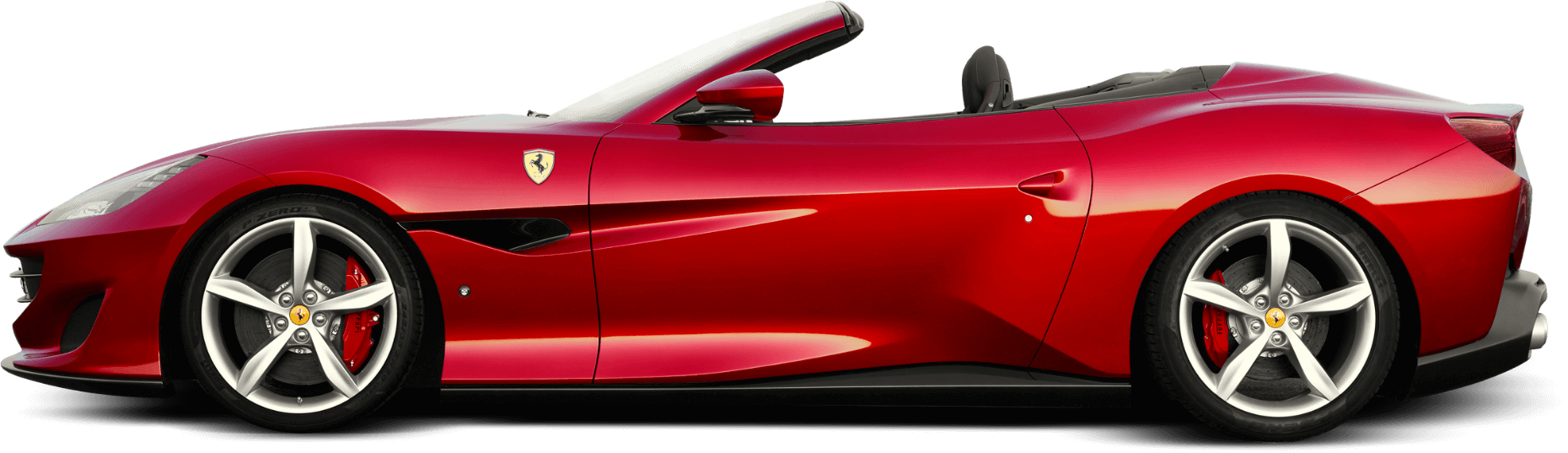 Красный Ferrari с откидным верхом вид сбоку Обои