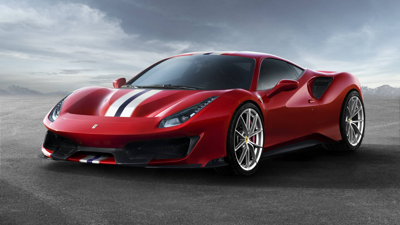 Ferrari Pista в пустыне 1366x768 HD Обои