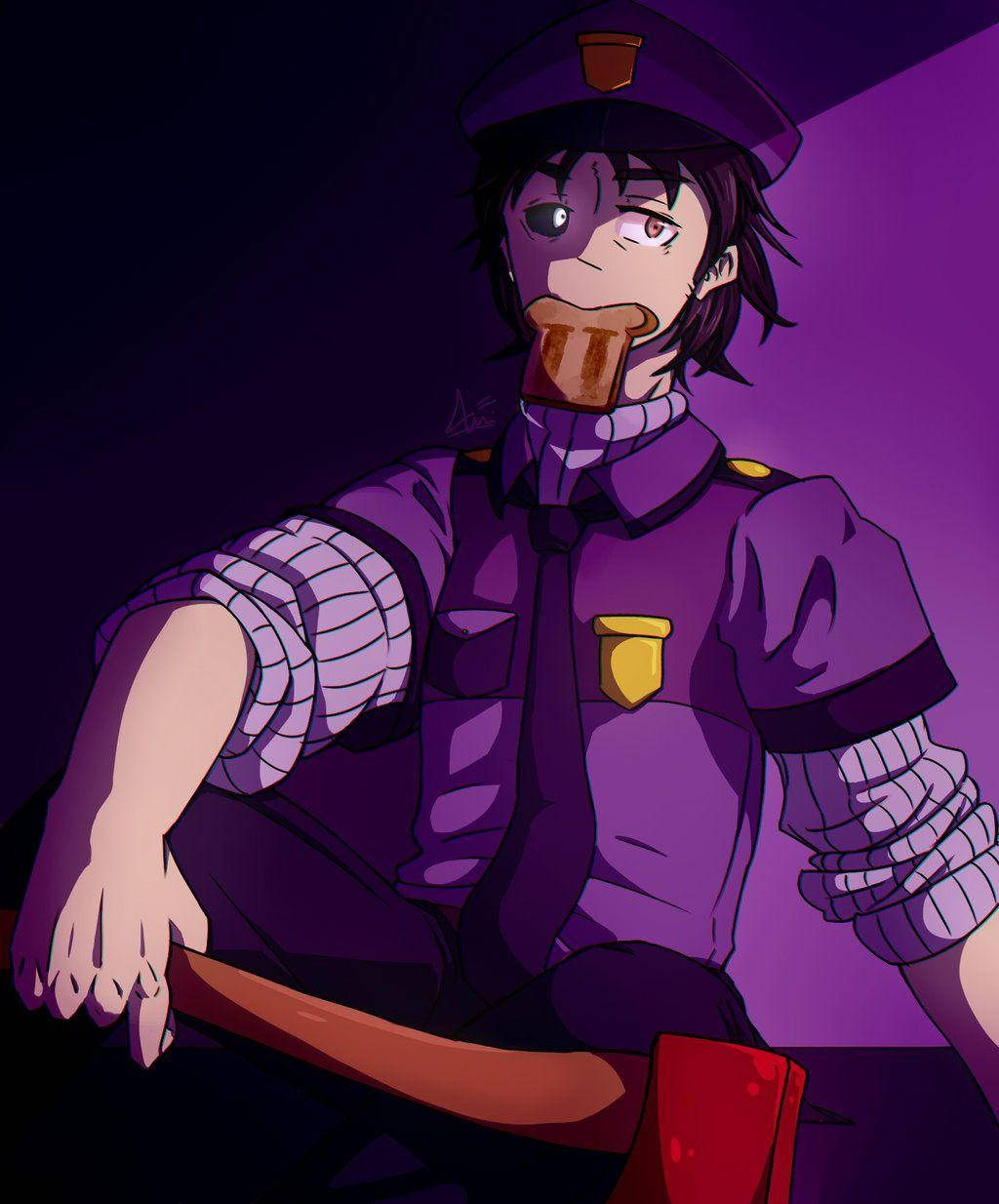 Аниме-фанарт по FNAF: Фиолетовый парень Обои