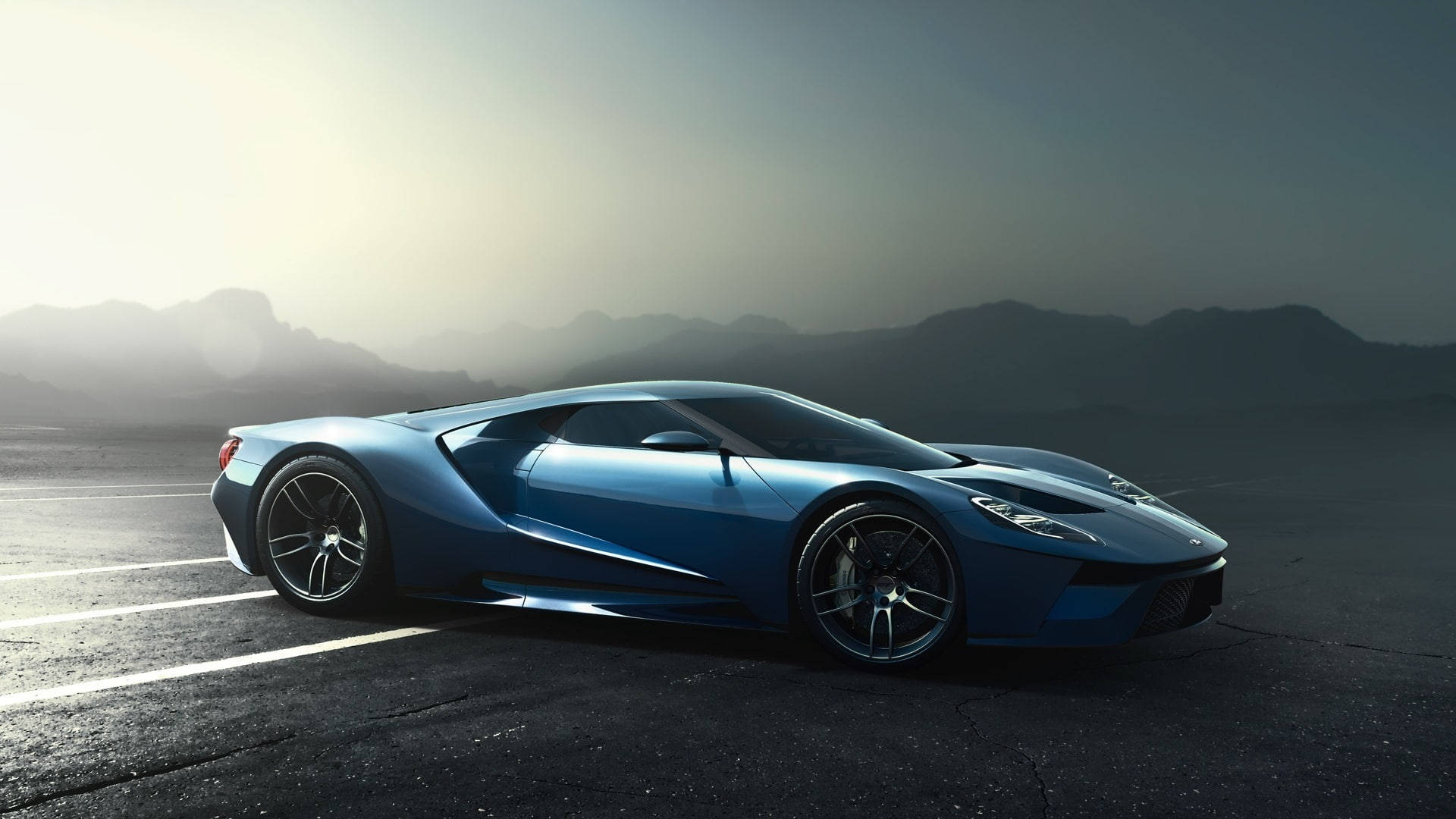 Спортивный автомобиль Ford GT лазурного цвета Обои
