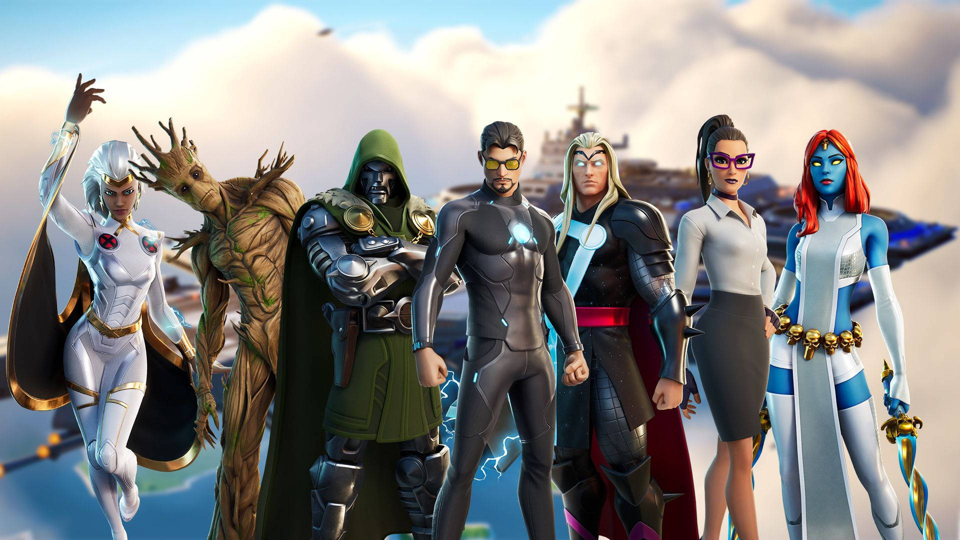 Fortnite Глава 2 Сезон 6 Персонажи дикой природы на облаках Обои