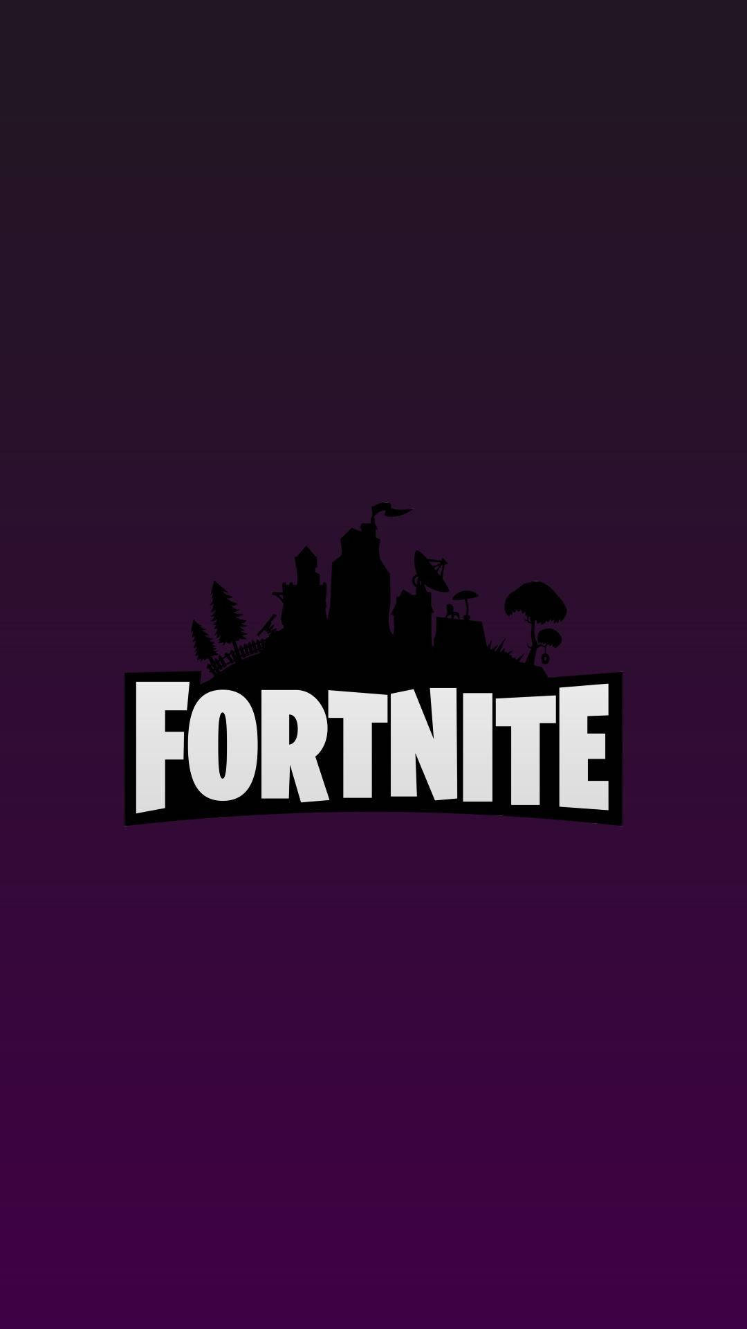 Минималистичный фиолетовый логотип Fortnite Обои