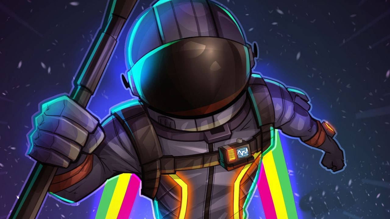 Крутой астронавт в радужной эстетике Fortnite Battle Royale Обои