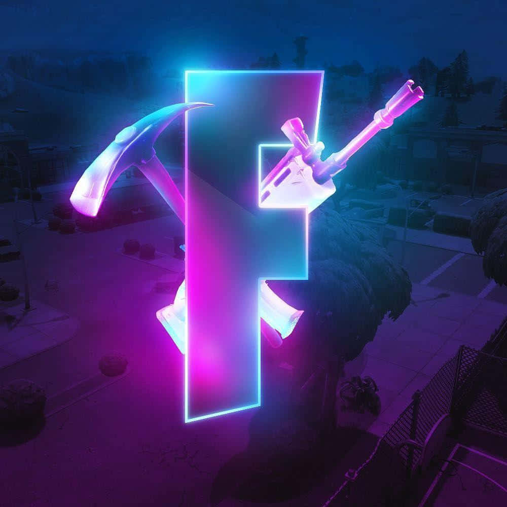 Крутой логотип Fortnite с фиолетовым блеском Обои
