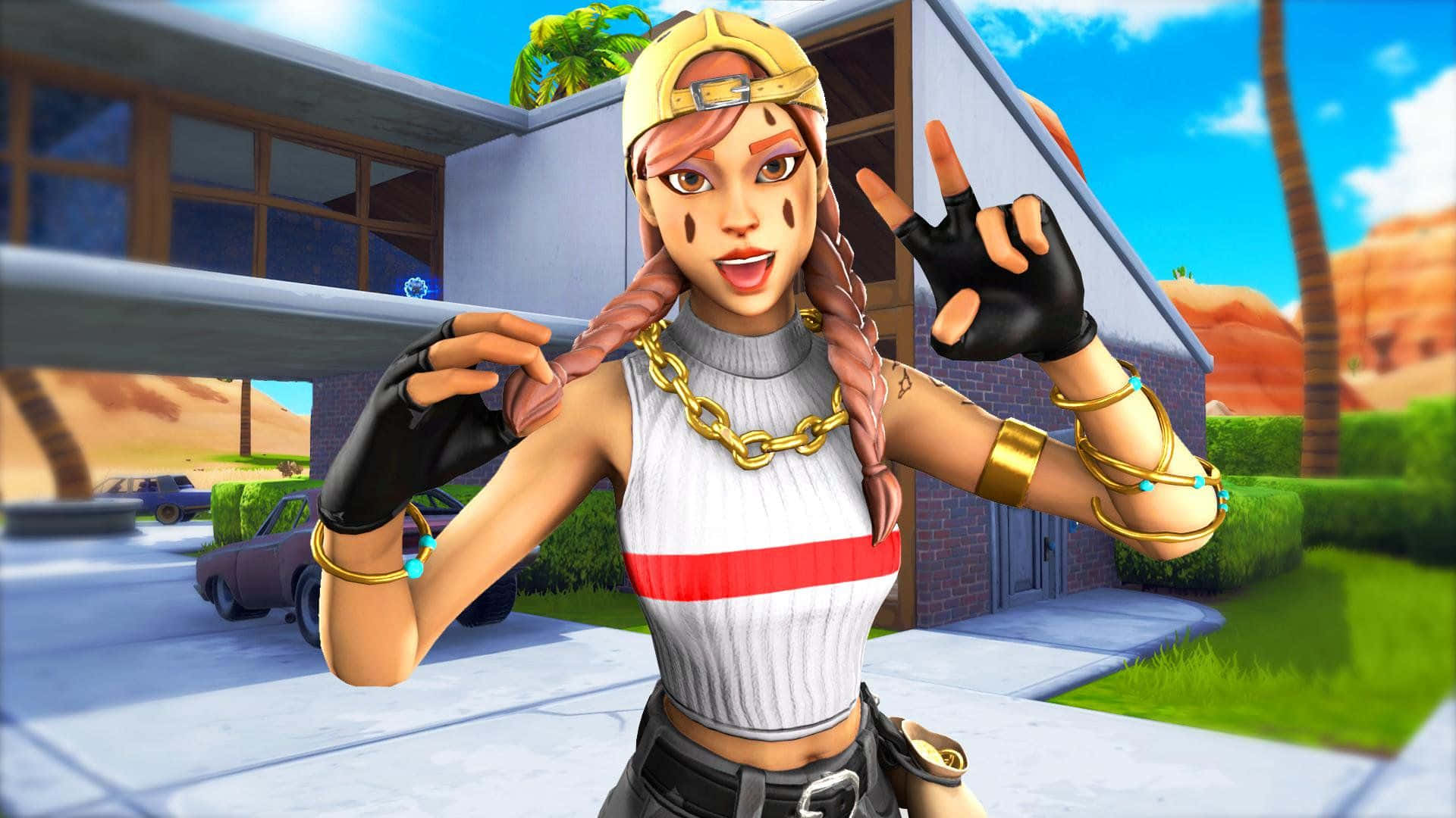 Скин Аура из Fortnite крутая поза Обои