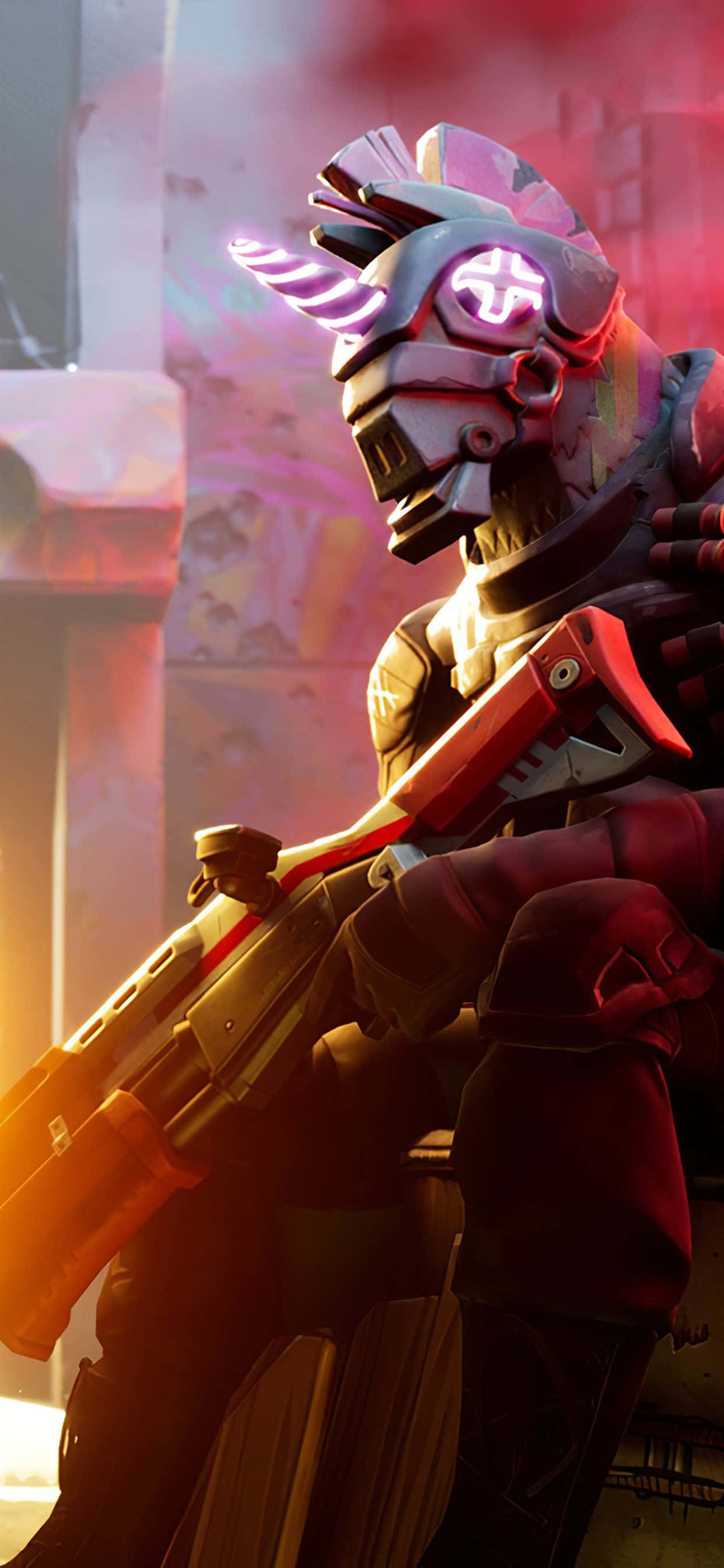 Персонаж Fortnite в шлеме-единороге Обои